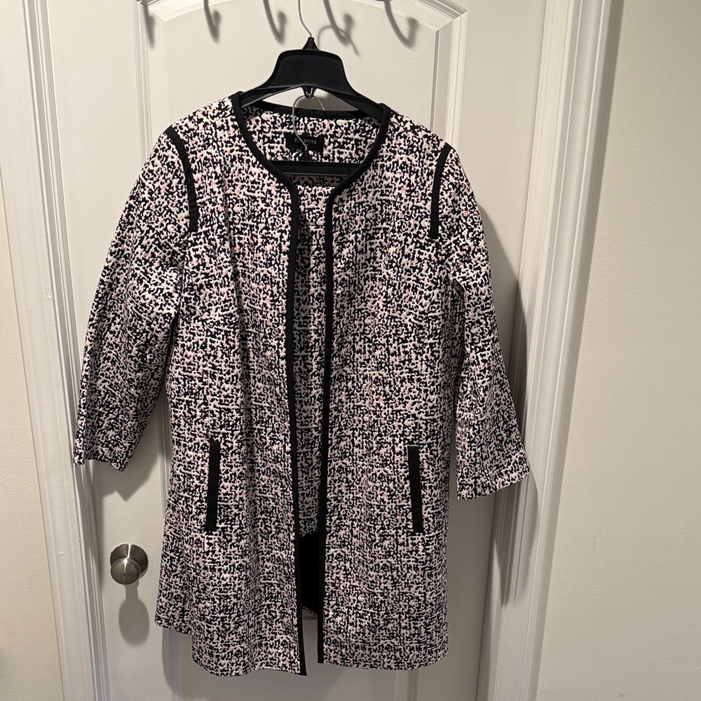 Talbots Black, White & Pink Textured Long Blazer and Skirt